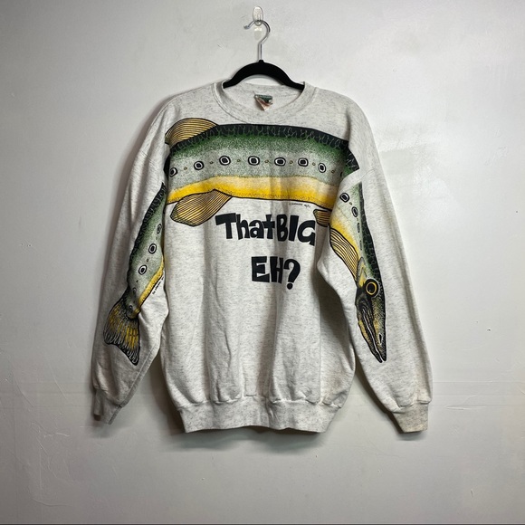Vintage Other - Vintage 90’s crew neck fish sweater XXL